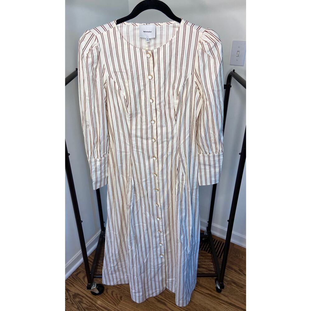 Reformation Halia Midi Dress in August Stripe size 4 - Picture 7 of 8